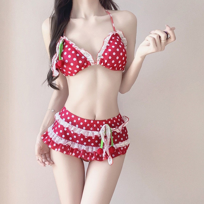 A Bathing Ape Camo - Women's 3-piece Bikini Red Polka Dot