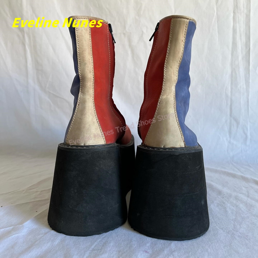 Y2K Red Blue Platform Ankle Bo - đánh giá và giá Streetwear Zipper