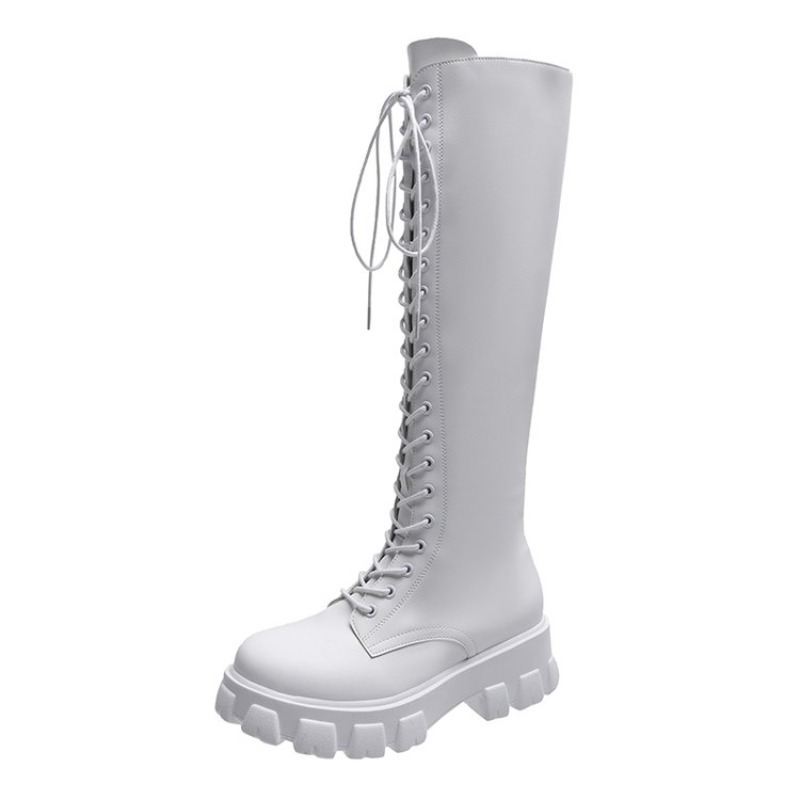 Women Knee High Boots Lace Up  - đánh giá và giá Streetwear Zipper