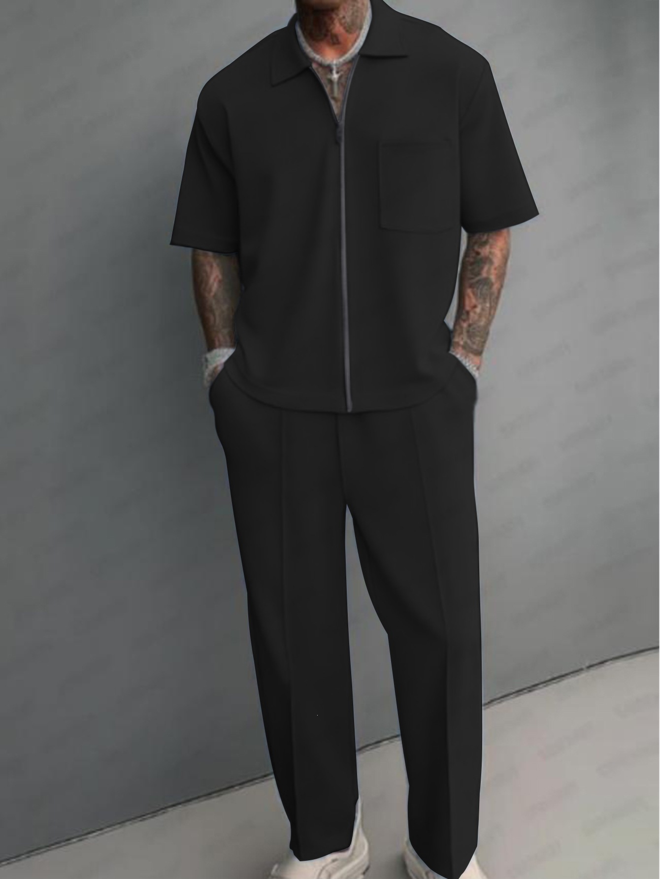 Men 2 Piece Outfits Half Zip P - đánh giá và giá Streetwear Zipper