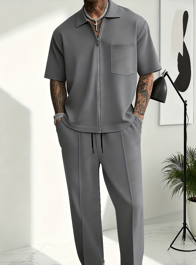 Men 2 Piece Outfits Half Zip P - đánh giá và giá Streetwear Zipper